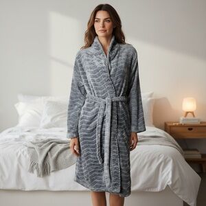 Plush Grey Plush Midi‎ Bathrobe